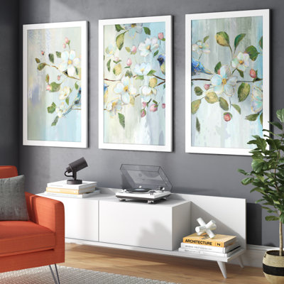 Painterly Spring I - Ensemble de 3 reproductions d'images sur acrylique