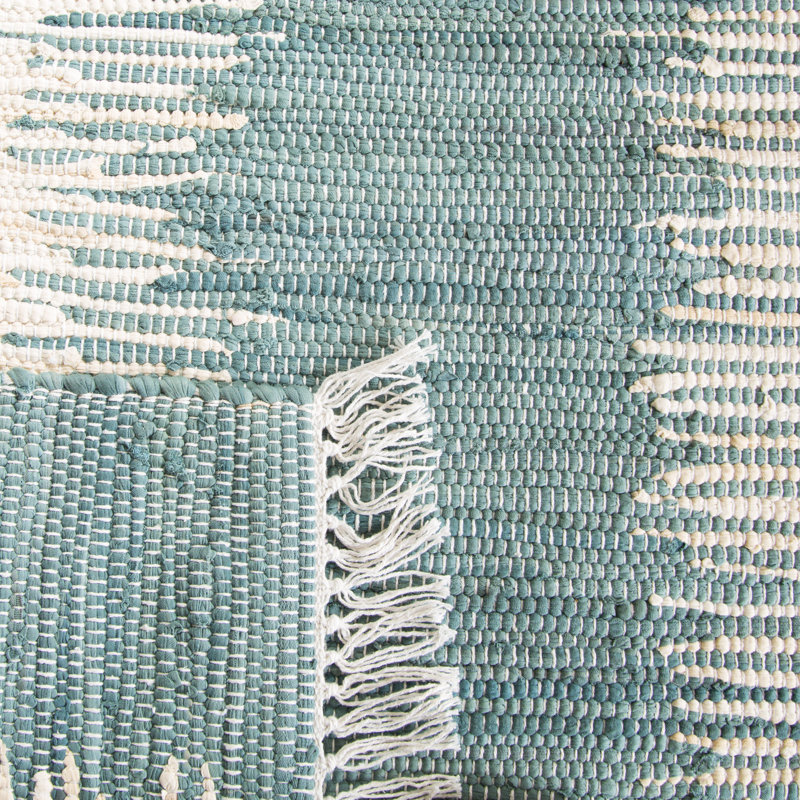 Tapis rayé en coton tissé à la main Telscombe, Rectangle 5 pi x 7 pi