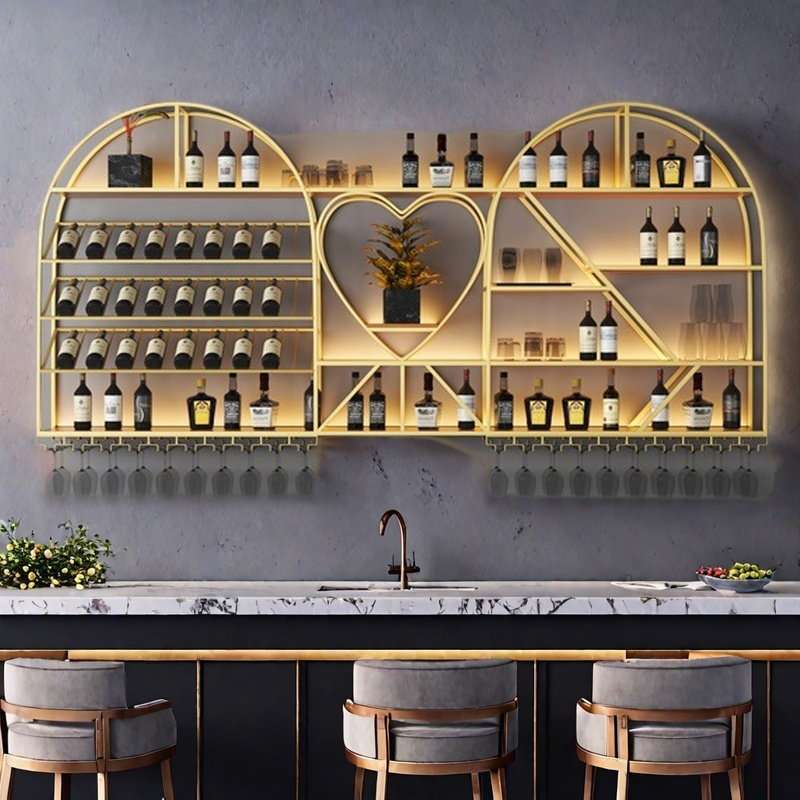Modern Industrial Wall Mounted Iron Wine Rack
