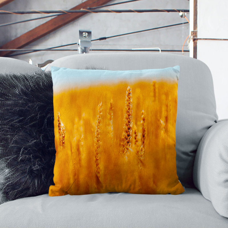 Wheatfield in Germany Painting Cushion with Filling, 55cm H x 55cm W x 20cm D, Stone