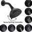 Pomme de douche haute de 4,72 po en noir mat - 6 modes réglables