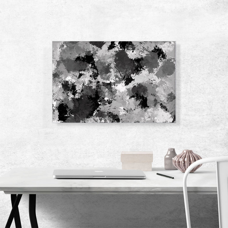 Blanc, noir, gris foncé moderne, reproduction d'art sur toile tendue, H 18 po x l 26 po x P 1,5 po
