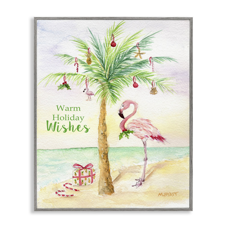 Palmier tropical de Noël flamant tropical, 30" H x 24" W, Estampe numérique Farmhouse