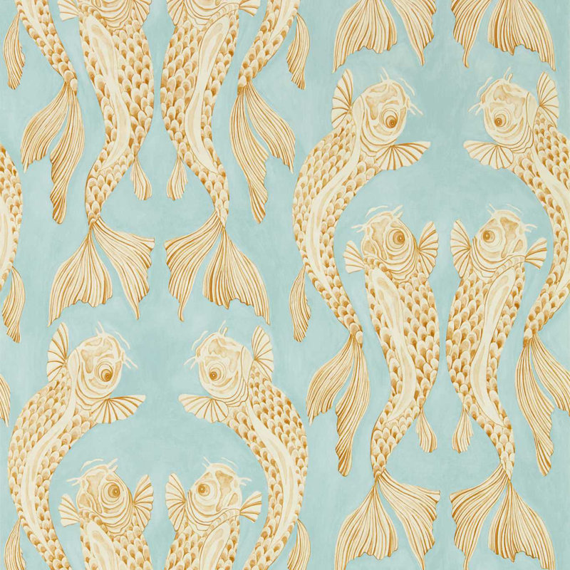 Voyaging Koi Wallpaper, Clear Sky/Persimmon