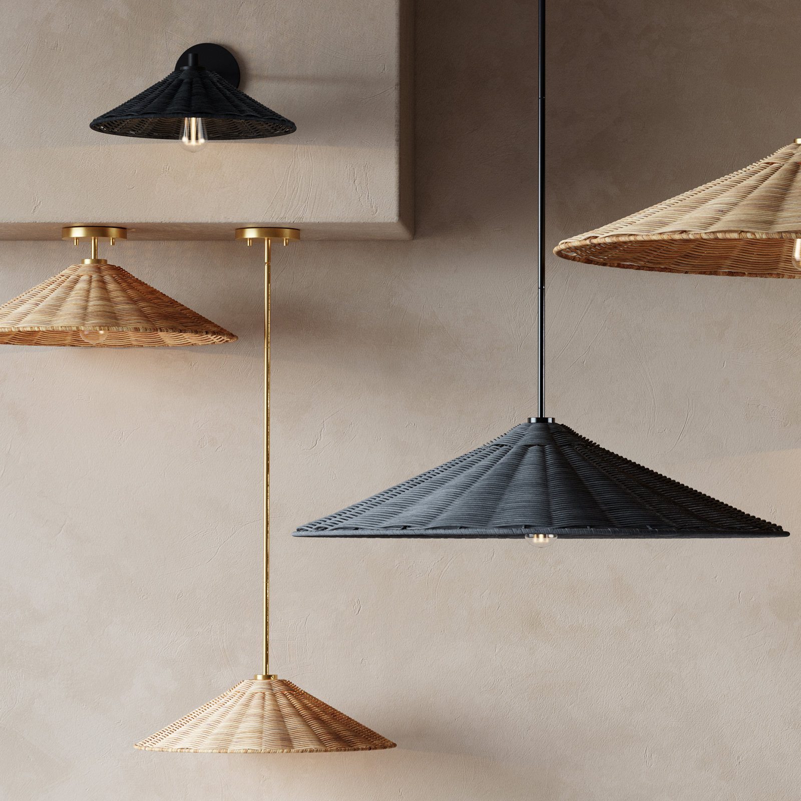 Lilliana Single Light Pendant, Matte Black, 5" H x 20" W x 20" D