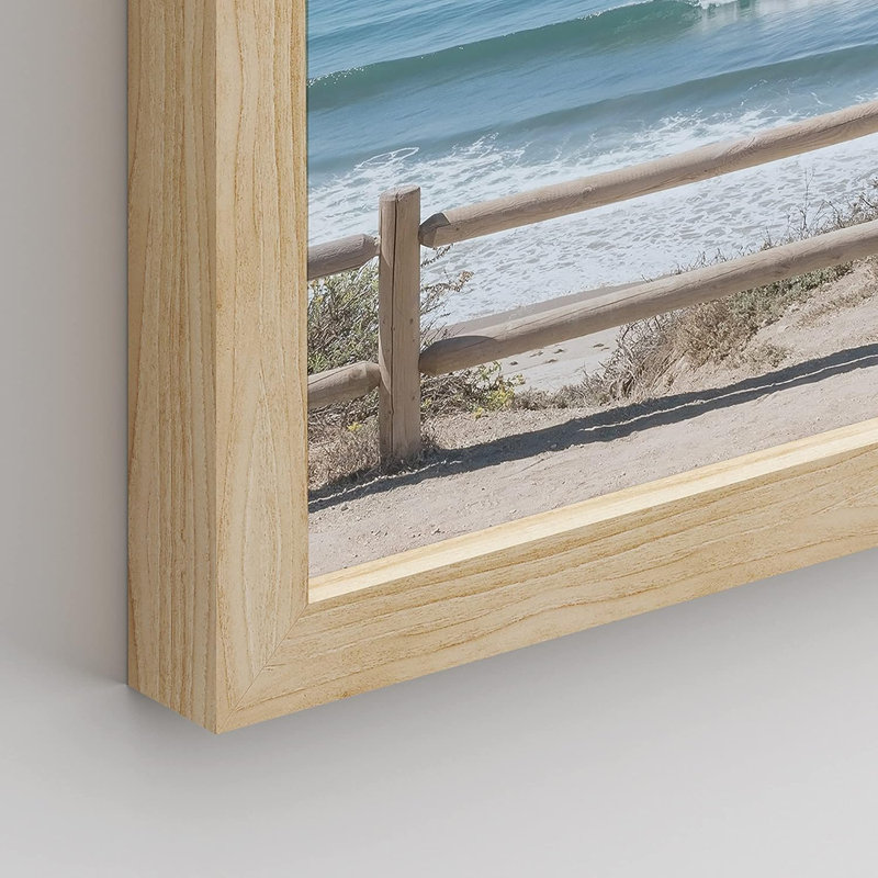 " Aerial View Blue Ocean Wave Beach Shore " 4 - Pieces, Natural Framed, 16" H x 12" W x 1" D