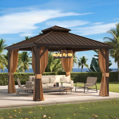 12 Ft. W x 12 Ft. D Galvanized Steel Patio Gazebo
