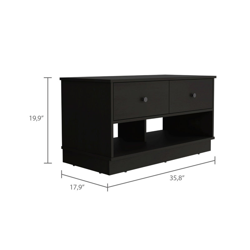Rectangle 2-Shelf 2-Drawer Storage Bench, Wenge
