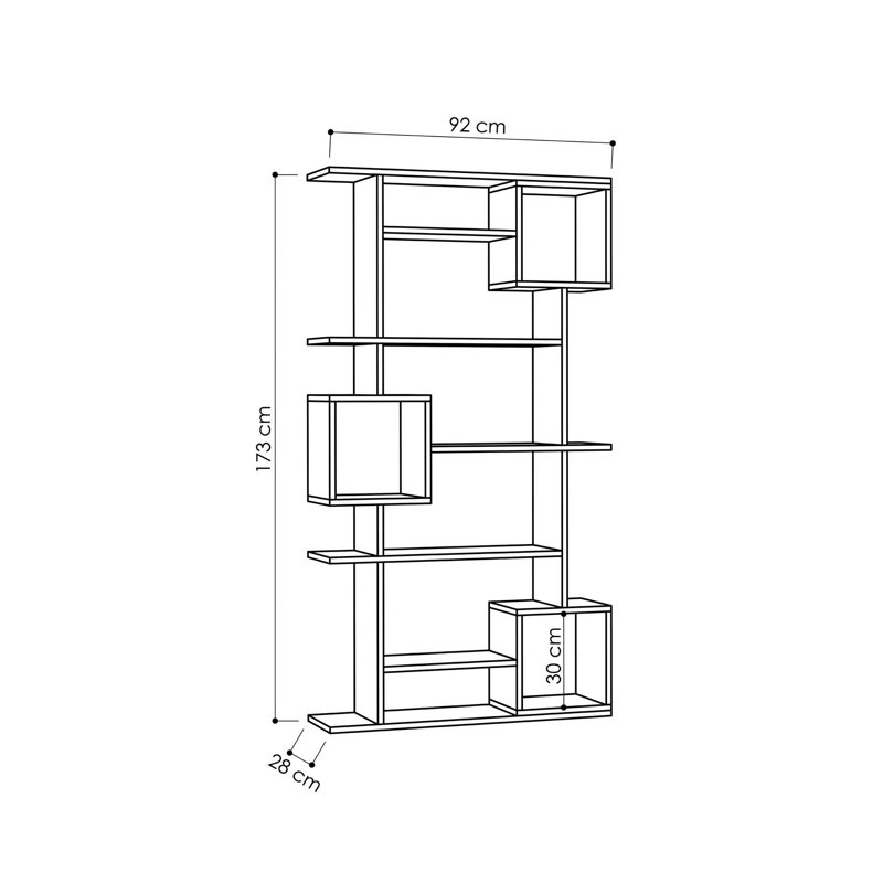 Cozma 173cm H x 92cm W Particle Board Geometric Bookcase