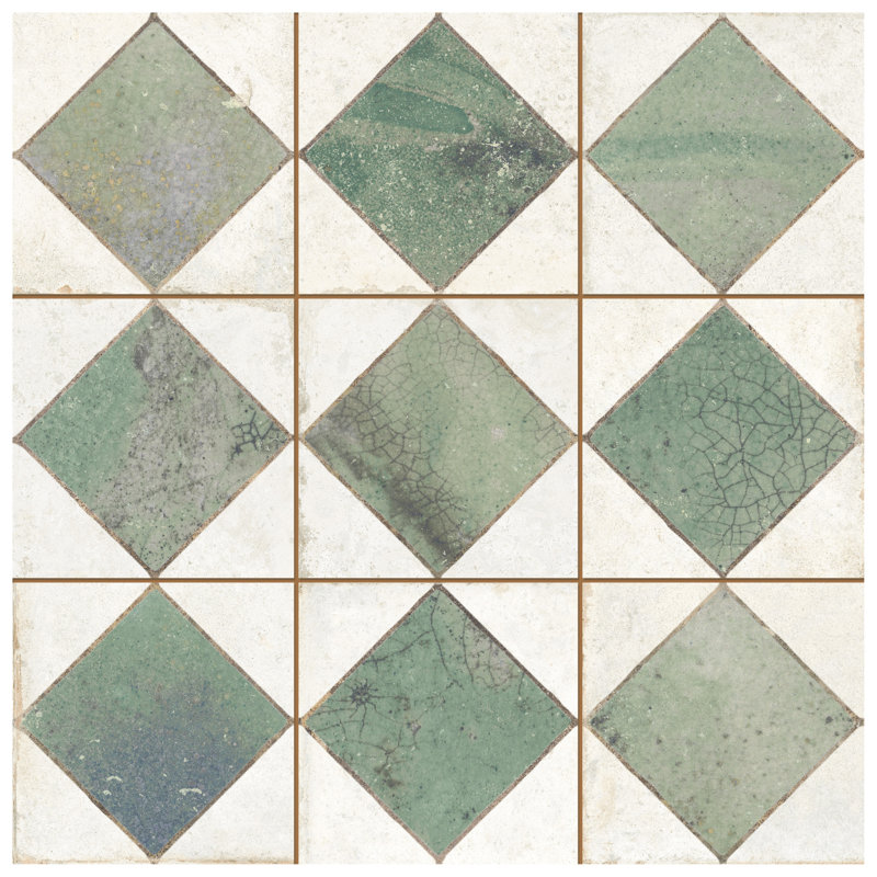 Kings Arles 13 In. X 13 In. Ceramic Floor And Wall Tile, Green/Beige