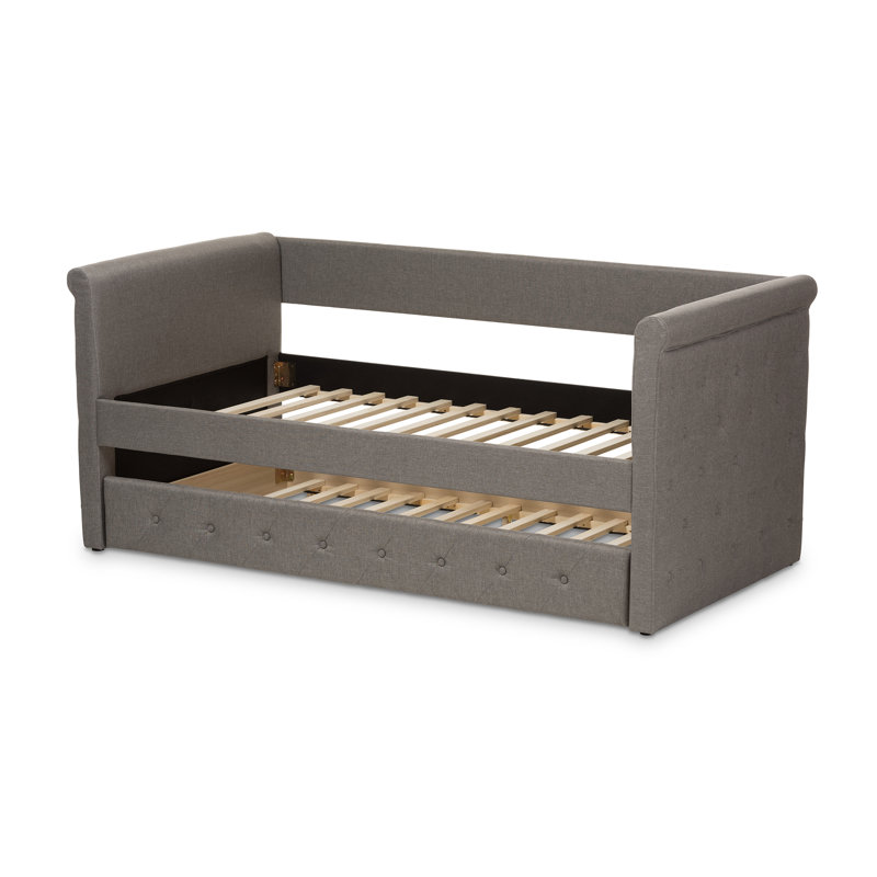 Billie Upholstered Daybed with Trundle Bed, Light Gray
