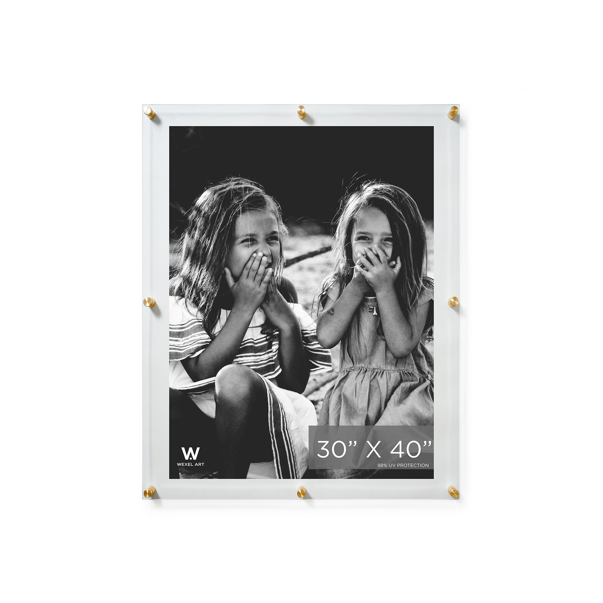 Double Panel Acrylic Picture Frame, Gold, 34" H x 44" W