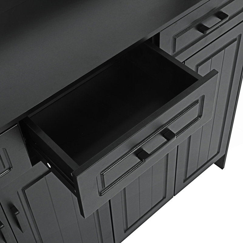 Armoire à chaussures minimaliste à quatre portes avec porte-manteau et 3 tiroirs Minimalist, Noir