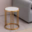 Slate/Sintered Stone Round Side/End Table With Golden Stainless Steel Frame