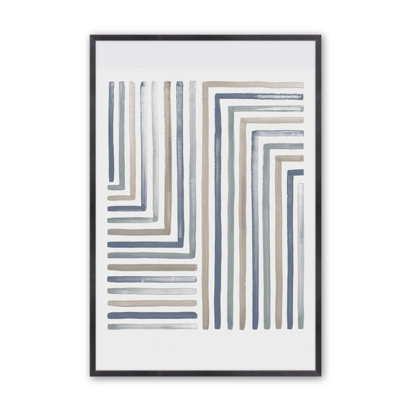 Impression Linear Visions III, Cadre de coin ouvert en zinc patiné, H 15,25 po x l 12,25 po
