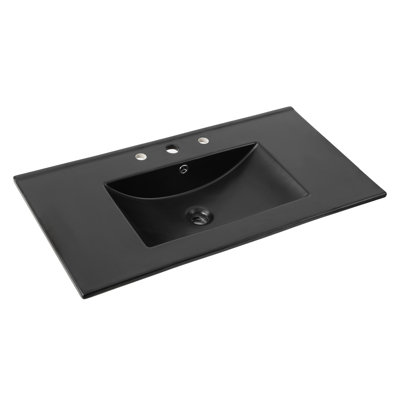 Plateau de meuble-lavabo de salle de bain simple rectangulaire en céramique rectangulaire à 3 trous l 36 po x P 18,25 po Ancillary