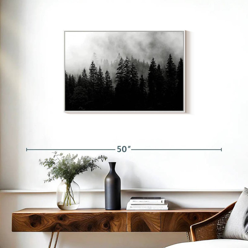 Silhouette matin brumeux, Cadre flottant blanc, 31 po x 21 po