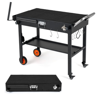 32”W x 18”D Folding Grill Cart for 17 & 22” Griddles with Heat-Resistant Mat Wheels