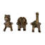Ensemble de crochets muraux en fonte de bronze antique représentant un T-Rex, un tricératops et un brontosaure, hauteur 12,7 cm