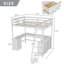 Lit mezzanine en bois avec bureau en U, tiroirs et tablettes de rangement-1783360028