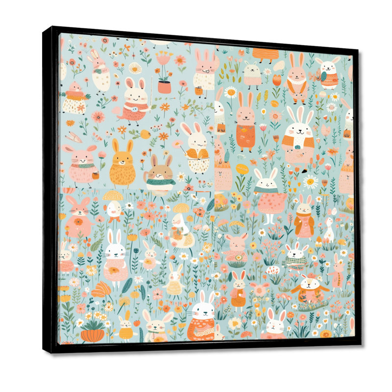 «Kiruthik - Children», impression d'art mural, Toile avec cadre flottant noir, H 16 po x l 16 po x P 1 po