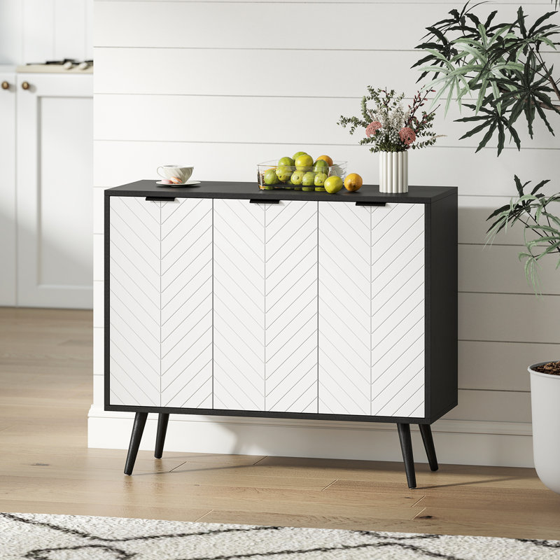 Buffet 36 po, armoire avec tablettes réglables, noir, Noir