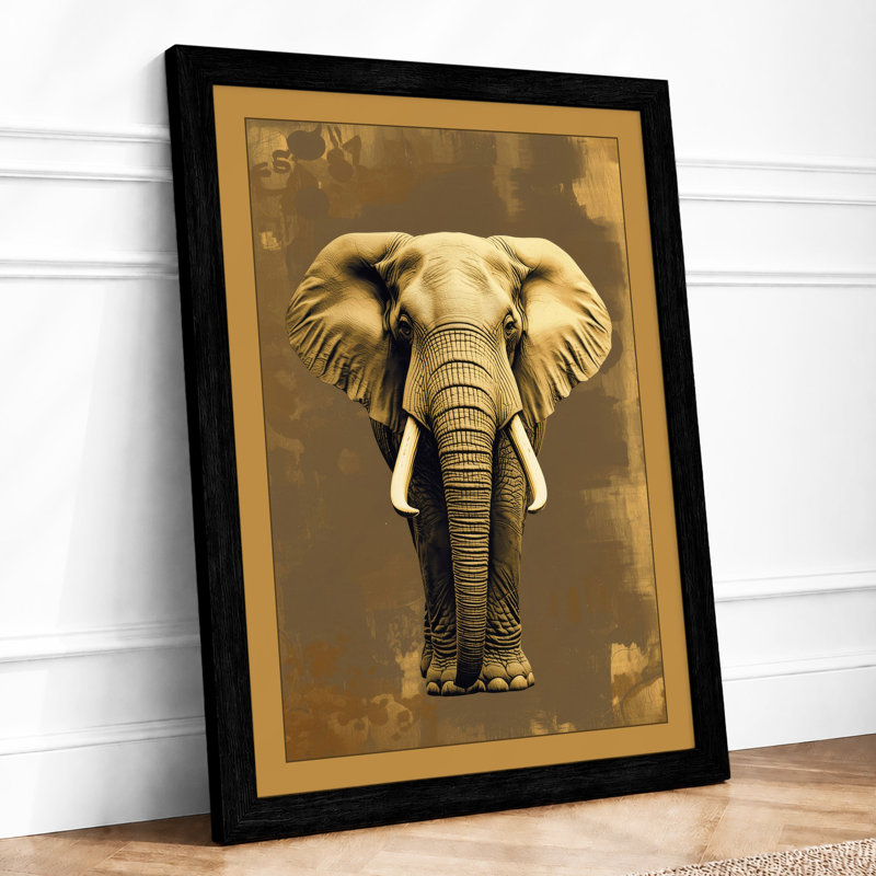 Elephant Portrait Modern - Framed Print, A4 - 29.7 x 21.0 cm, Black