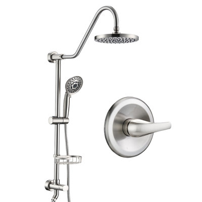 Wall Mounted Shower Kit With Handheld & Brass Soap Dish - Practical 5 System 8" Rainfall Head Low Water Compatible
