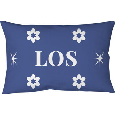 Taie décorative matelassée LA blanc / bleu / rouge 36 po x 20 po