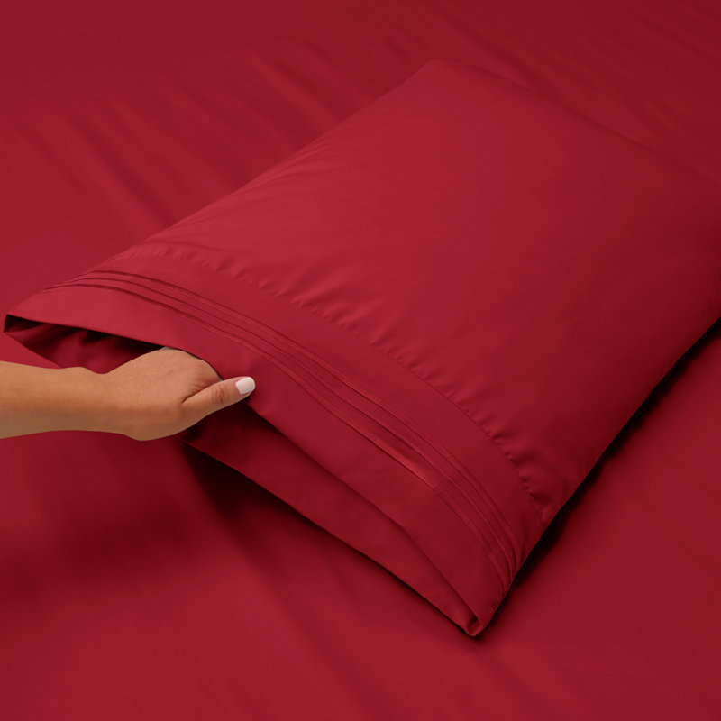 Microfiber Sheet Set, Burgundy, Queen Sheet Set + 1 Fitted Sheet + 4 Pillowcases