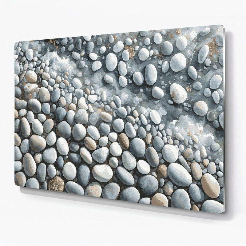 Art mural gris en métal Coastal Coastal Pebbles, H 11 po x l 14 po
