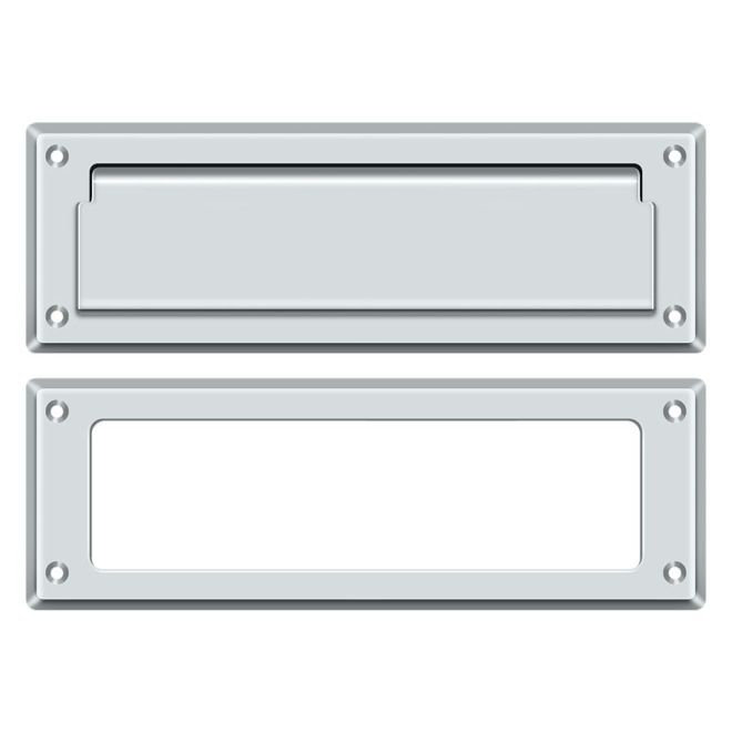 D81D30BDEF354366A4DA5C8F53FFA759 Fente pour boîte aux lettres 8-7 / 8 "avec cadre intérieur en chrome poli, Chrome poli