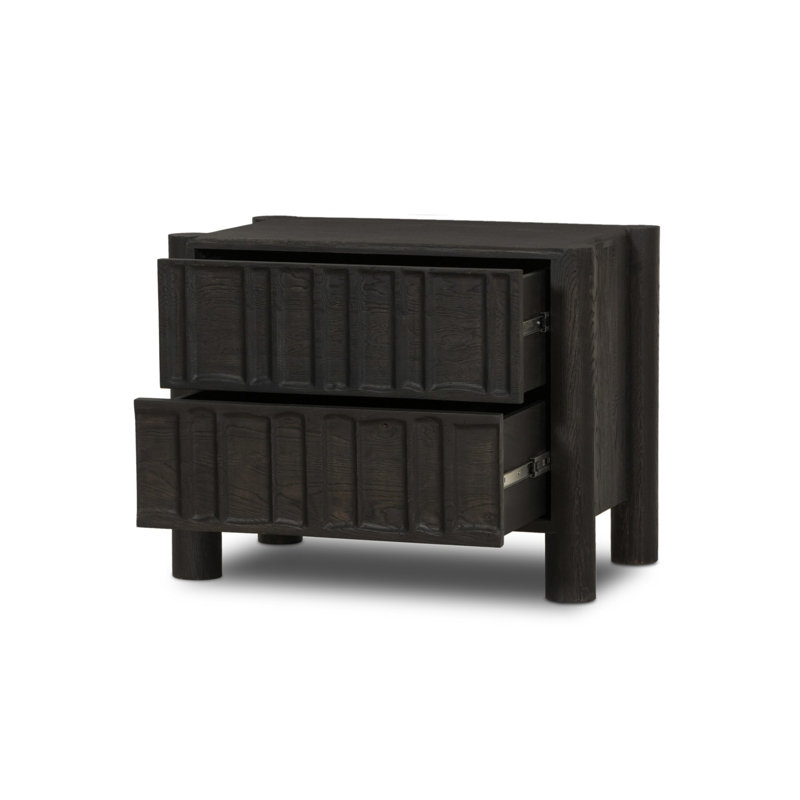 Ezri Nightstand-Cocoa Oak, Black