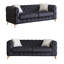 Canapé Chesterfield 82,5 po en velours 3 places avec capitonnage à losanges et pieds en métal, canapé luxueux avec 2 coussins pour le salon (capacité de 750 lb)-2128674927