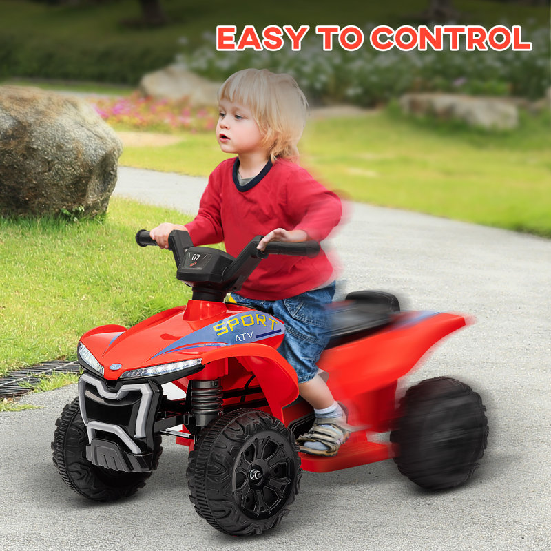 Kids 6V Electric Quad with Lights in Bright Pink