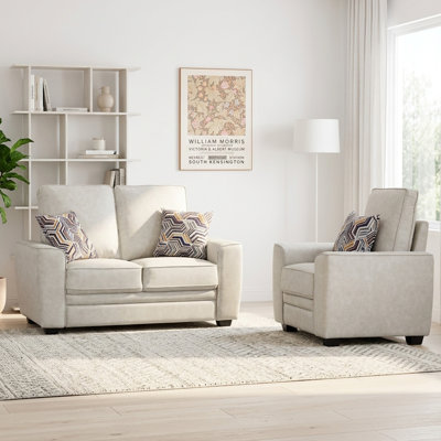 Ensemble de chaise d'appoint et causeuse en tissu Modern Tech avec coussins, ensemble de meubles de salon beige