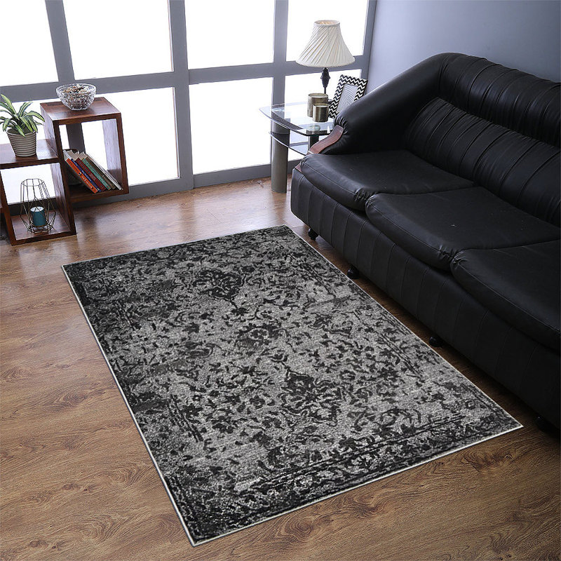 Tapis rectangulaires en polypropylène chauffants Bicknell fabriqués à la machine - couleur argent, design moderne contemporain, tapis à faible épaisseur faits à la machine pour le salon, la chambre à coucher
