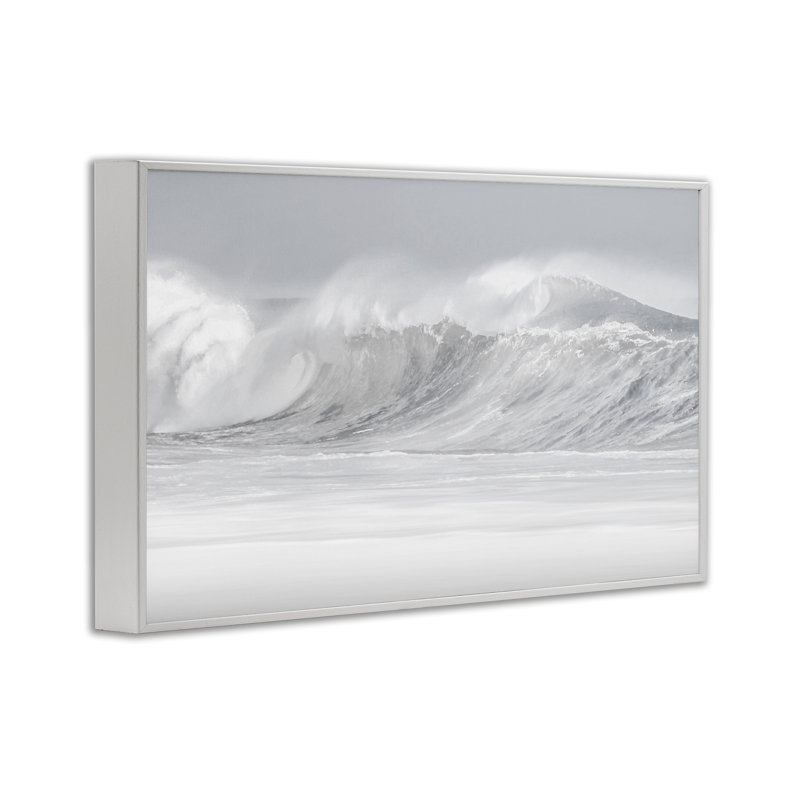 Cresting Beach Wave Framed Giclee, design by Maggie Olsen, 12" H x 18" W, Coastal White Framed Giclee