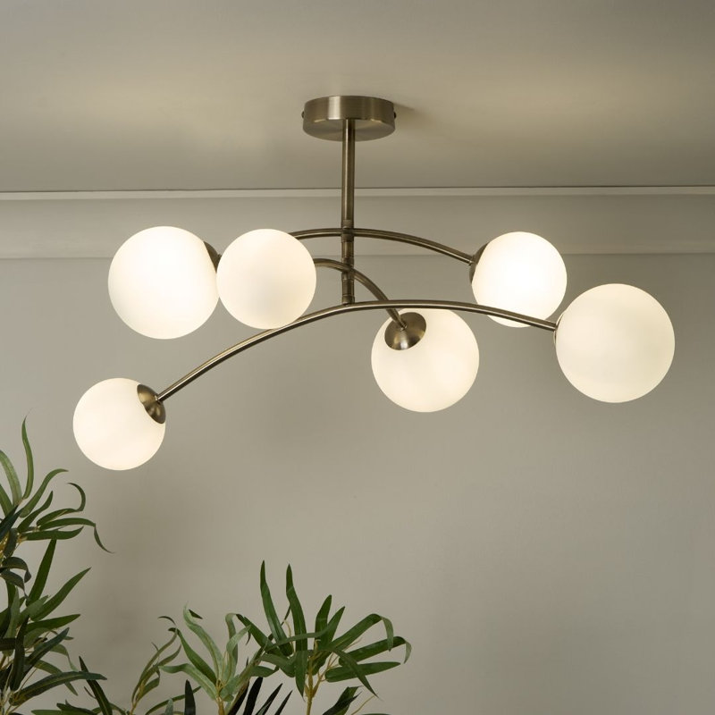 Glass Flush Mount, 6 Lights, 365cm H x 365cm W x 700cm D