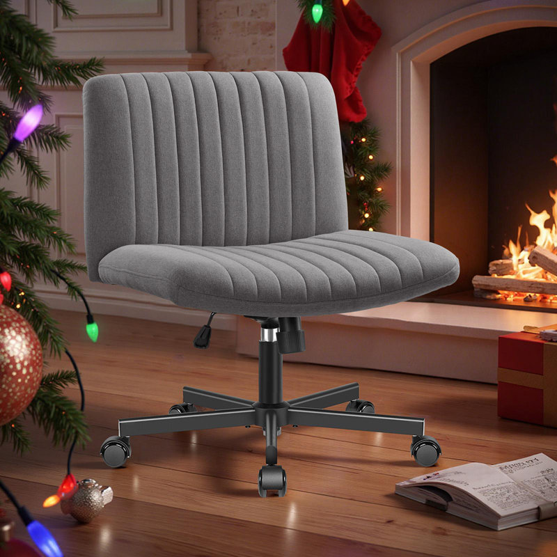 Wheeled Wide Seat Leisure Office Chair, Dark Gray
