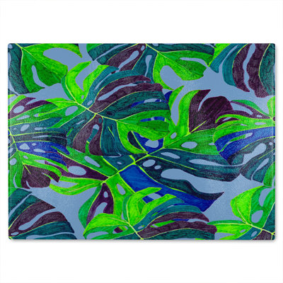 Hand drawn exotic plants Designer Glass Chopping Board