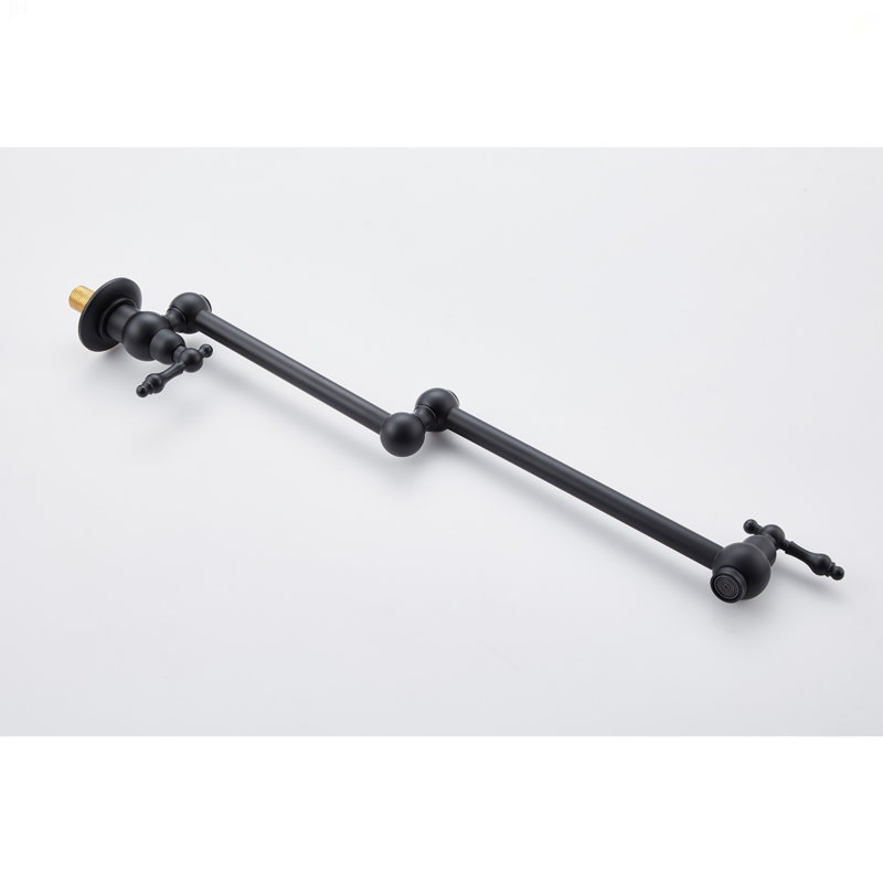 Wall Mount Folding Kitchen Pot Filler Faucet, Matte Black