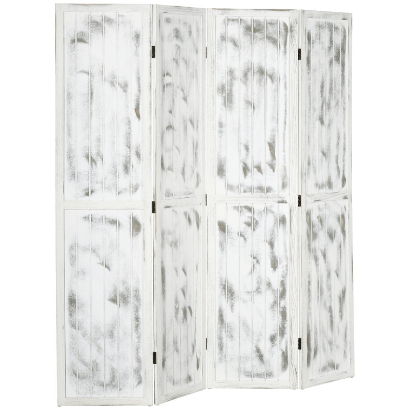 Folding Room Divider 5.5' 4 Panel Room Divider Folding Privacy Screen Panels, White