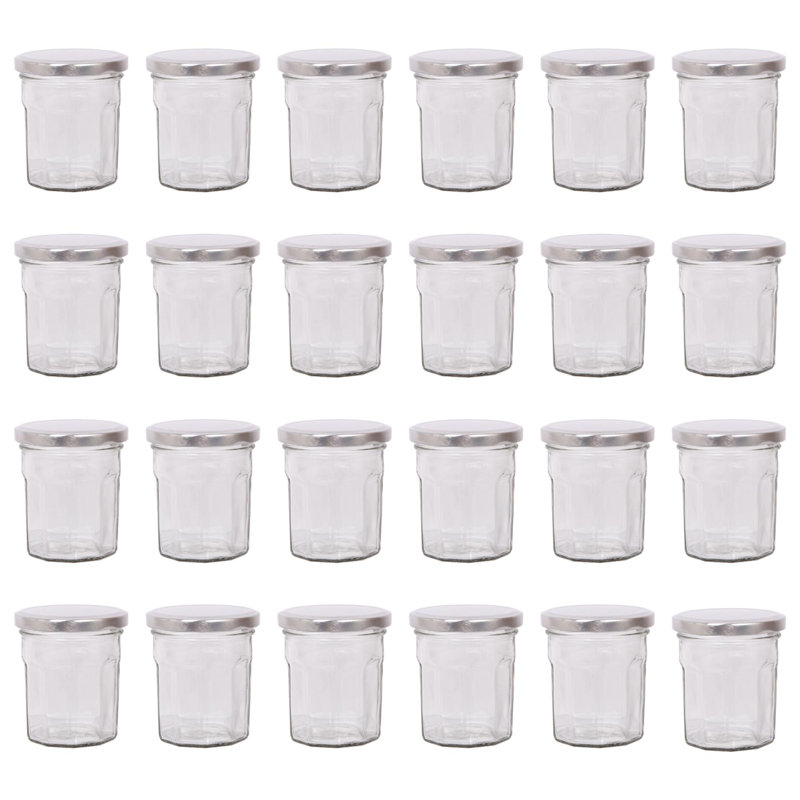 Argon Tableware Glass Jam Jars with Lids, 150ml, Silver