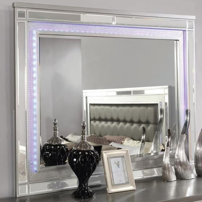 50.4"W Contemporary Mirror, Silver
