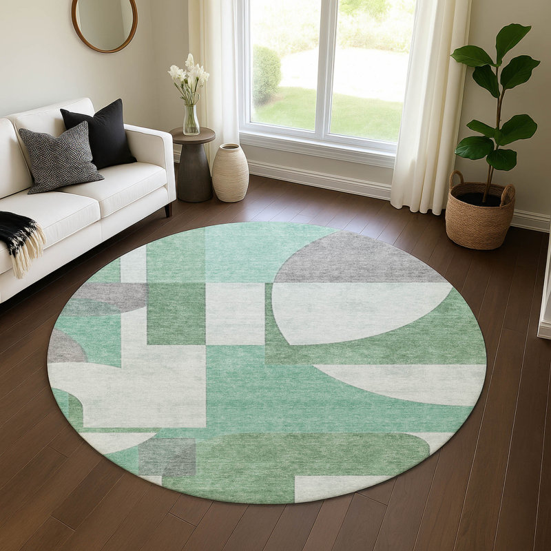 Tapis Mid-Century Premium lavable à la machine Mehara AMF1692, Rond 8 pi