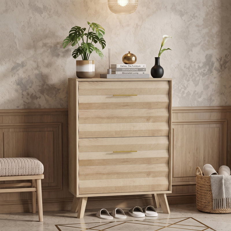 Range-chaussures moderne l 23,6 po avec étagère à chaussures rabattable mince et grande capacité, Cream