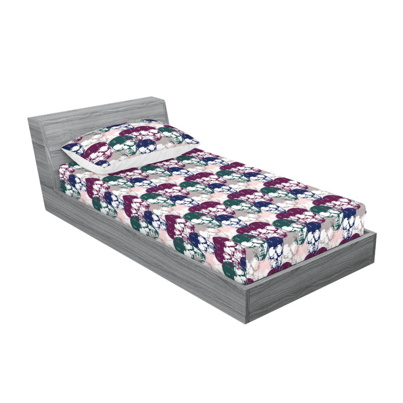 Drap-housse et taies décoratives Ambesonne, Vert forêt et prune / motif floral rose