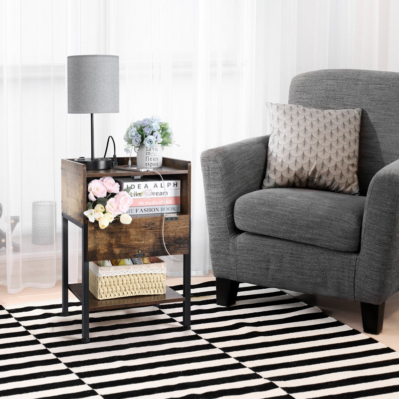 Mersea End Table with Storage and Built-In Outlets
