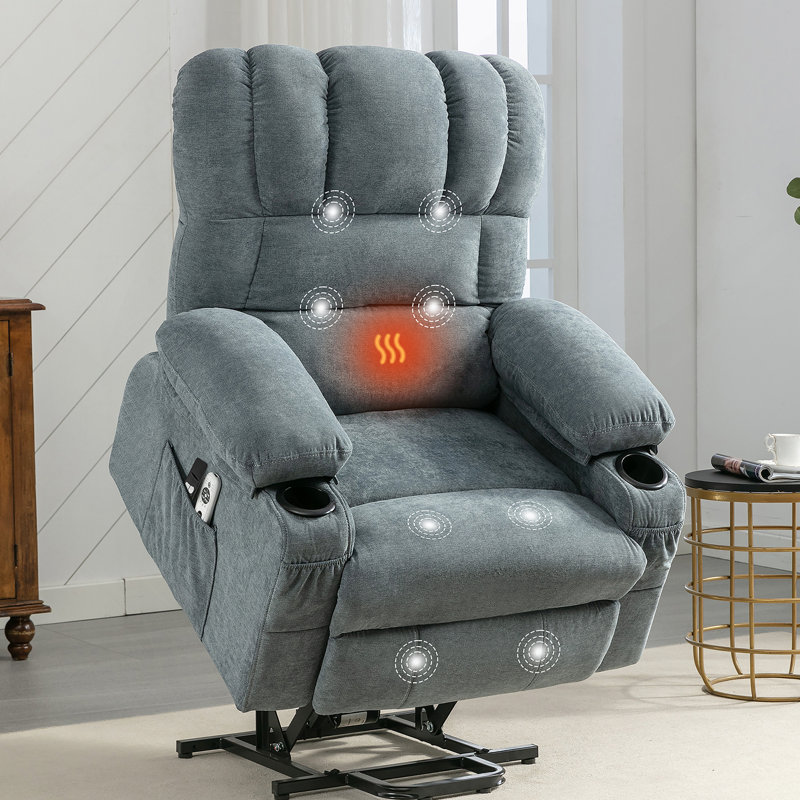Le fauteuil électrique électrique Power Lift, adapté aux personnes âgées, avec fonctions de chauffage et de vibration, avec USB, peut être utilisé pour s'allonger. Bleu